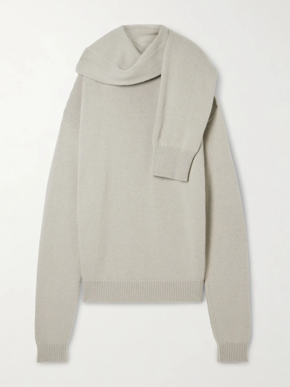 Calvin Klein Collection Mia Scarf-detailed Cashmere Sweater in gray