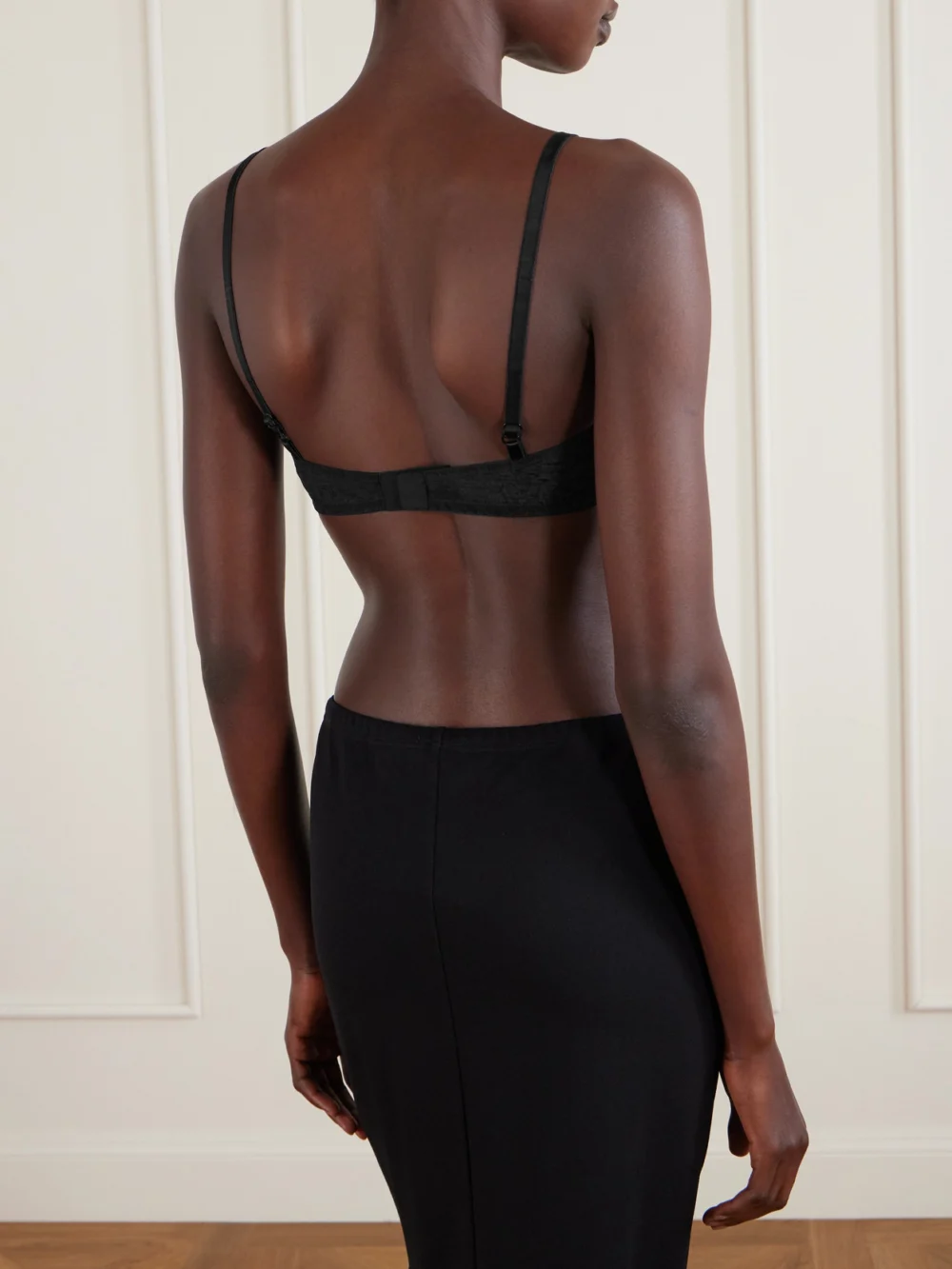Back view of the Calvin Klein Collection Solen Crinkled-organza Soft-cup Triangle Bra