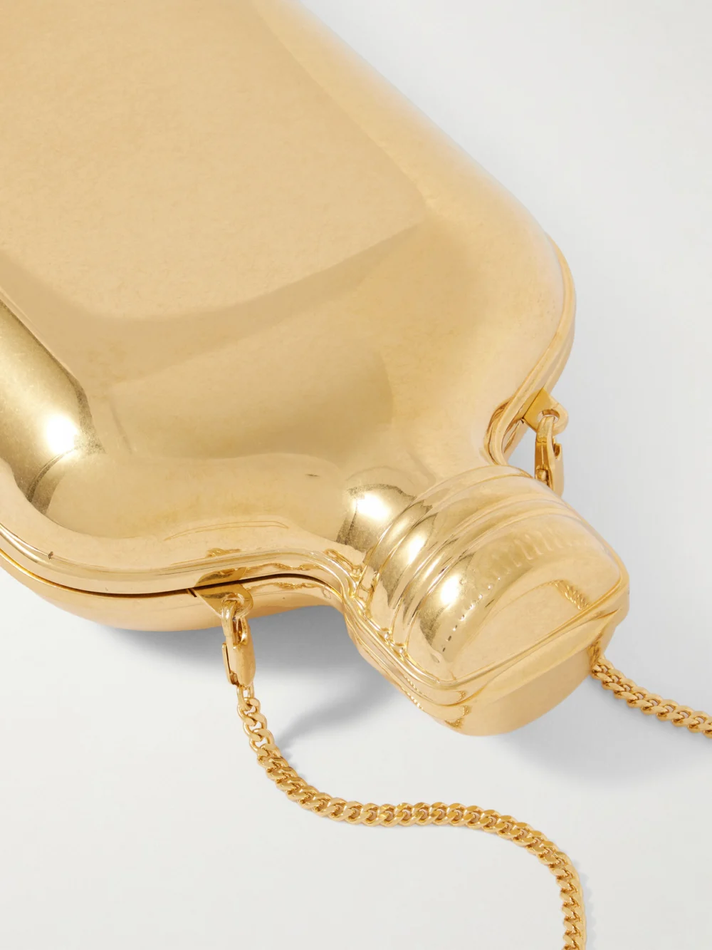 Close-up detail of the Calvin Klein Collection The One Gold-tone Clutch