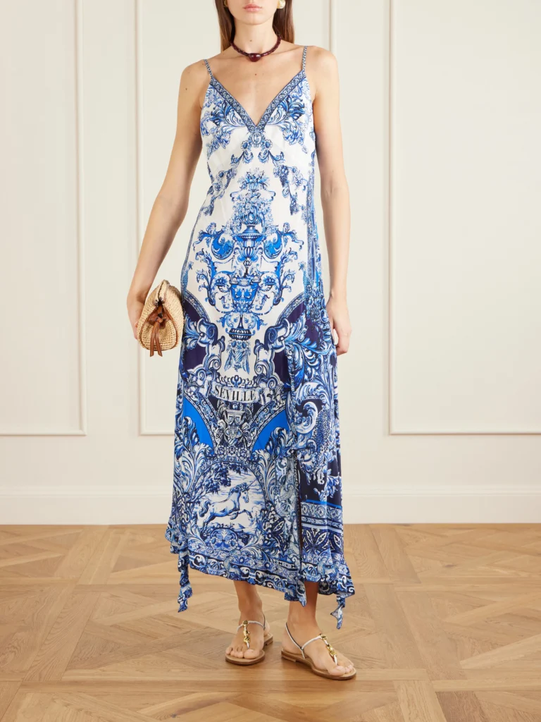 Camilla Crystal-embellished Printed Silk Midi Dress