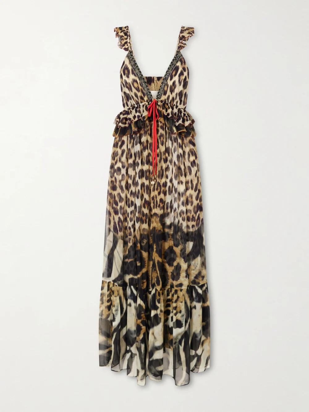 Camilla Leotigra Land Crystal-embellished Animal-print Silk Maxi Dress in multi