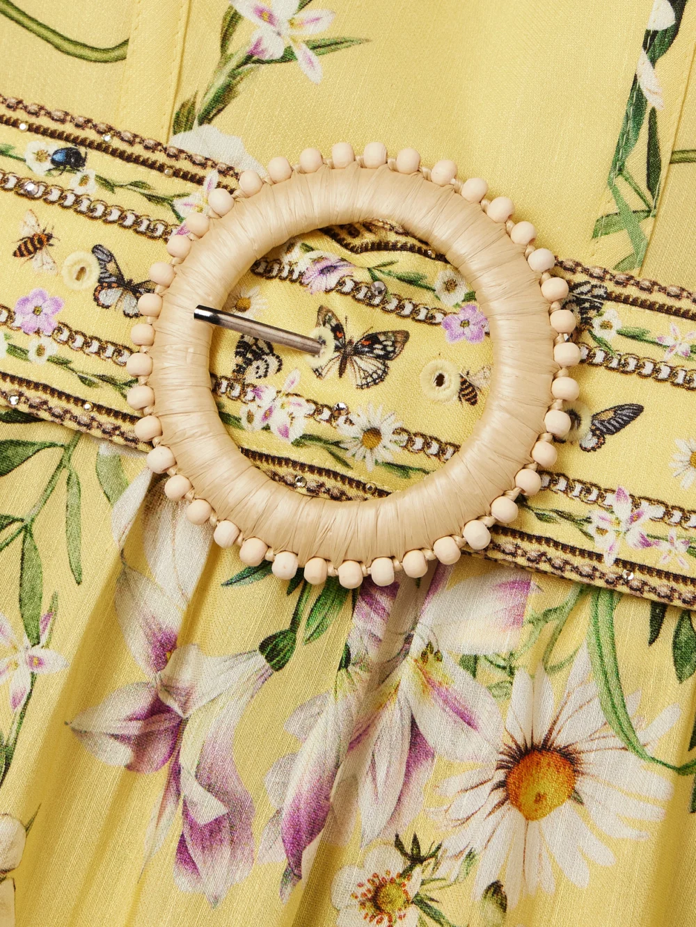 Close-up detail of the Camilla Off-the-shoulder Gathered Floral-print Linen and Silk-blend Maxi Dress