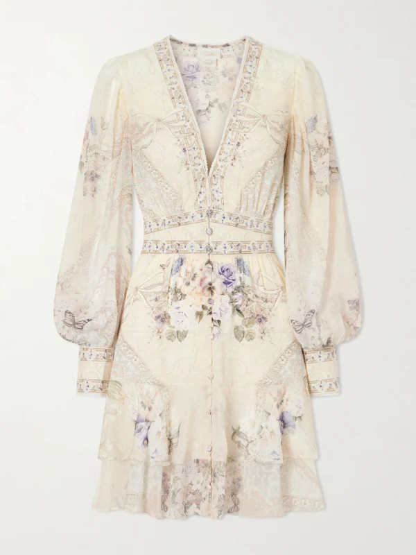 Camilla Printed Embellished Silk-chiffon Midi Dress