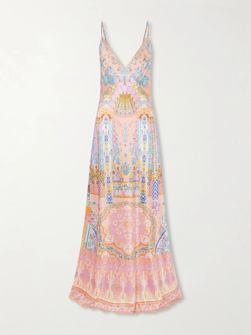 Camilla Printed Silk-satin Maxi Dress in pink