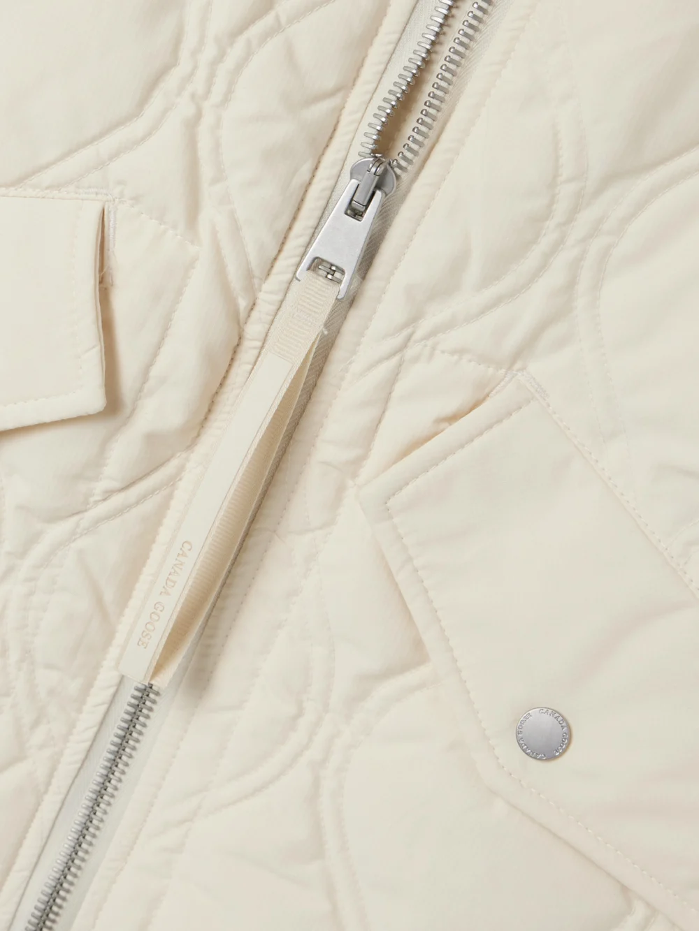 Close-up detail of the Canada Goose Alessia Hooded Quilted Cotton-blend Ripstop Down Coat
