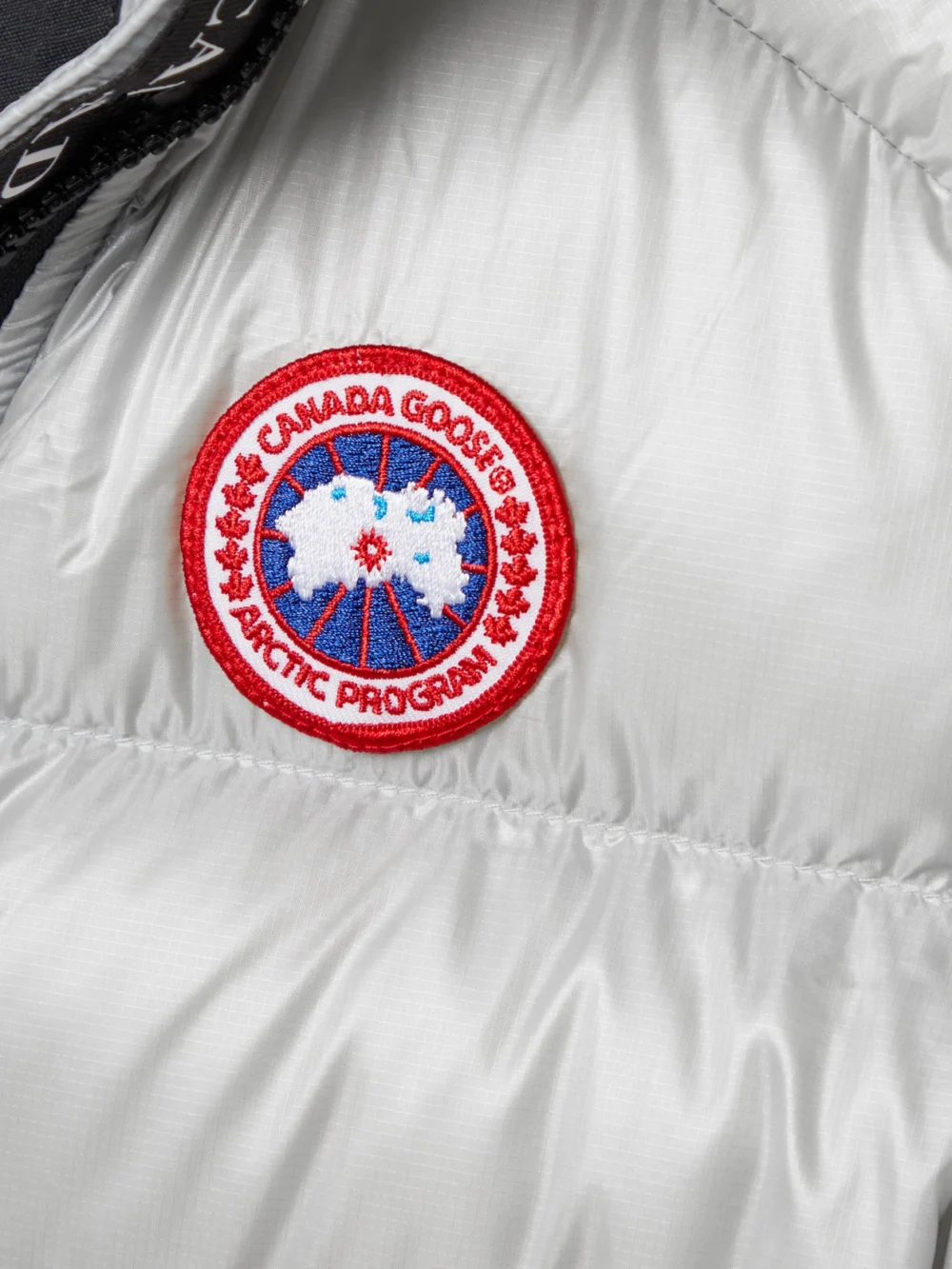 Close-up detail of the Canada Goose Cypress Quilted Recycled Ripstop Down Vest