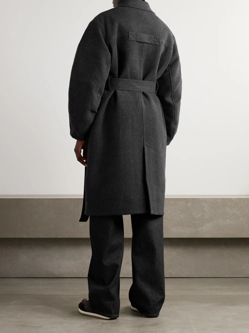 Back view of the Canada Goose Mila Belted Brushed Padded Wool-blend Coat