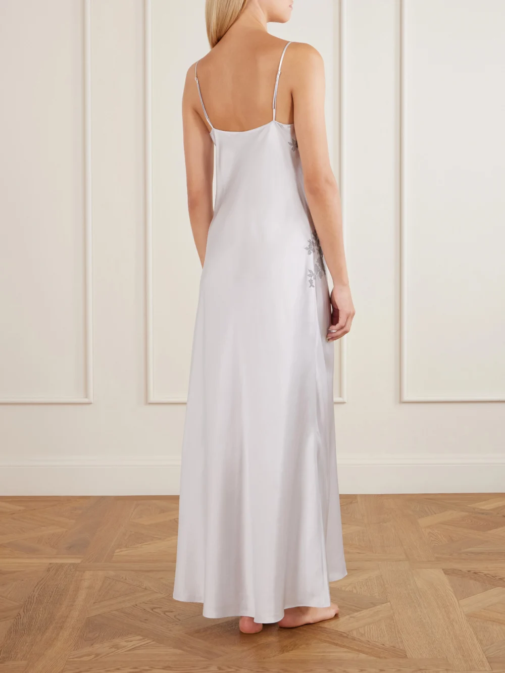 Back view of the Carine Gilson Lace-embroidered Silk Midi Dress