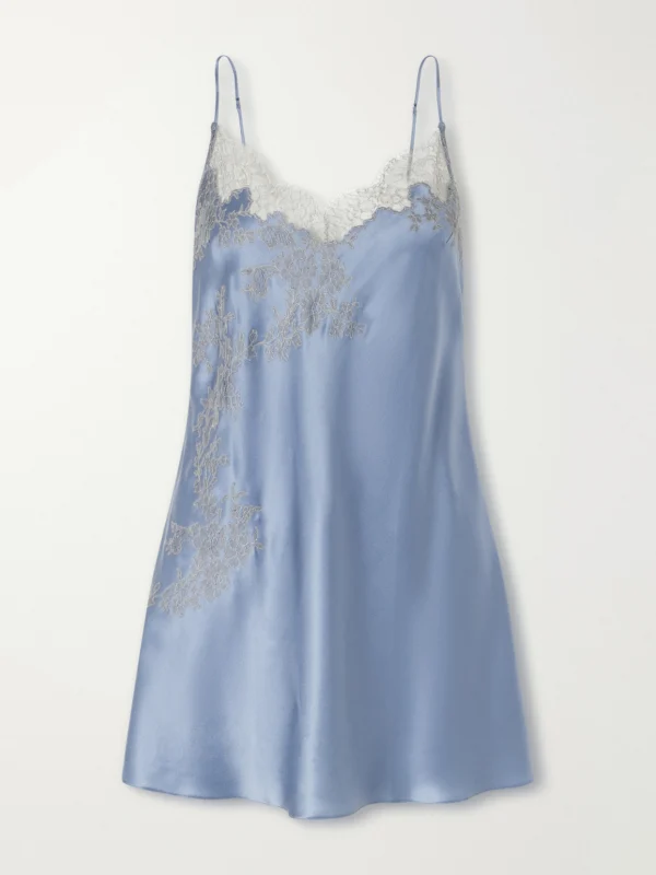 Carine Gilson Lace-embroidered Silk-satin Mini Dress