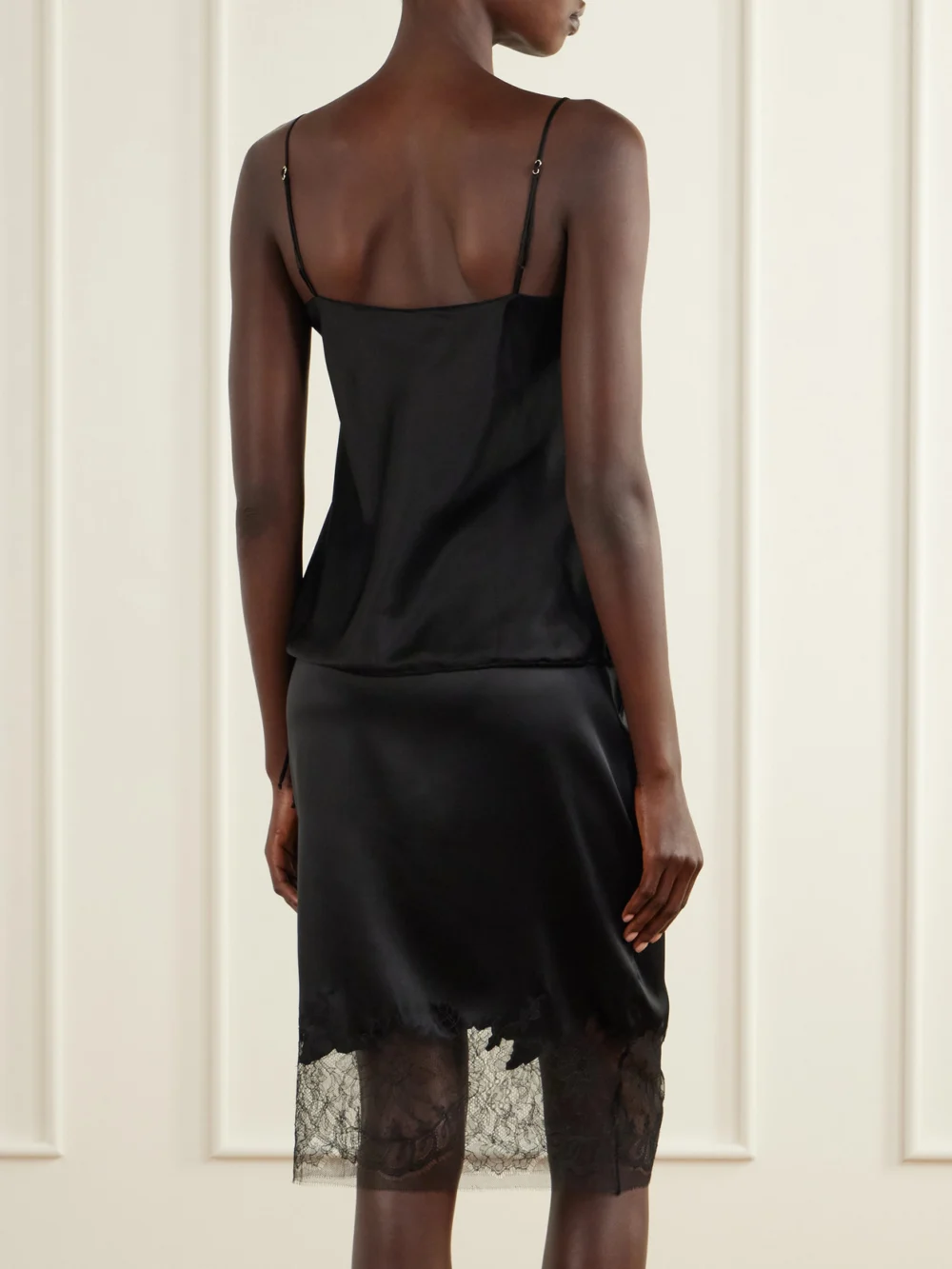 Back view of the Carine Gilson Lace-trimmed Silk-satin Cami