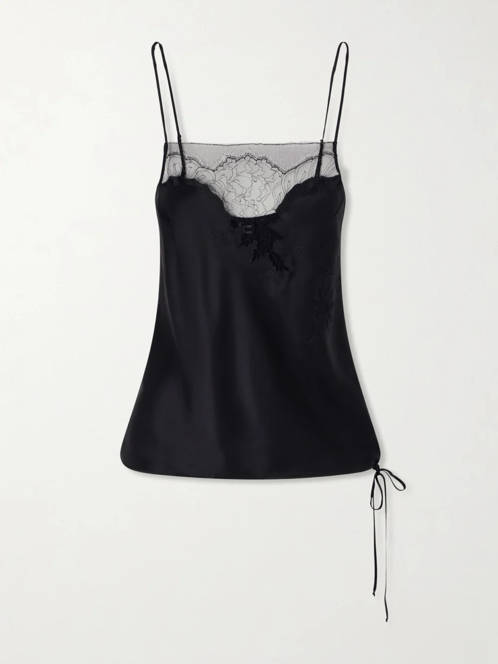 Carine Gilson Lace-trimmed Silk-satin Cami in black