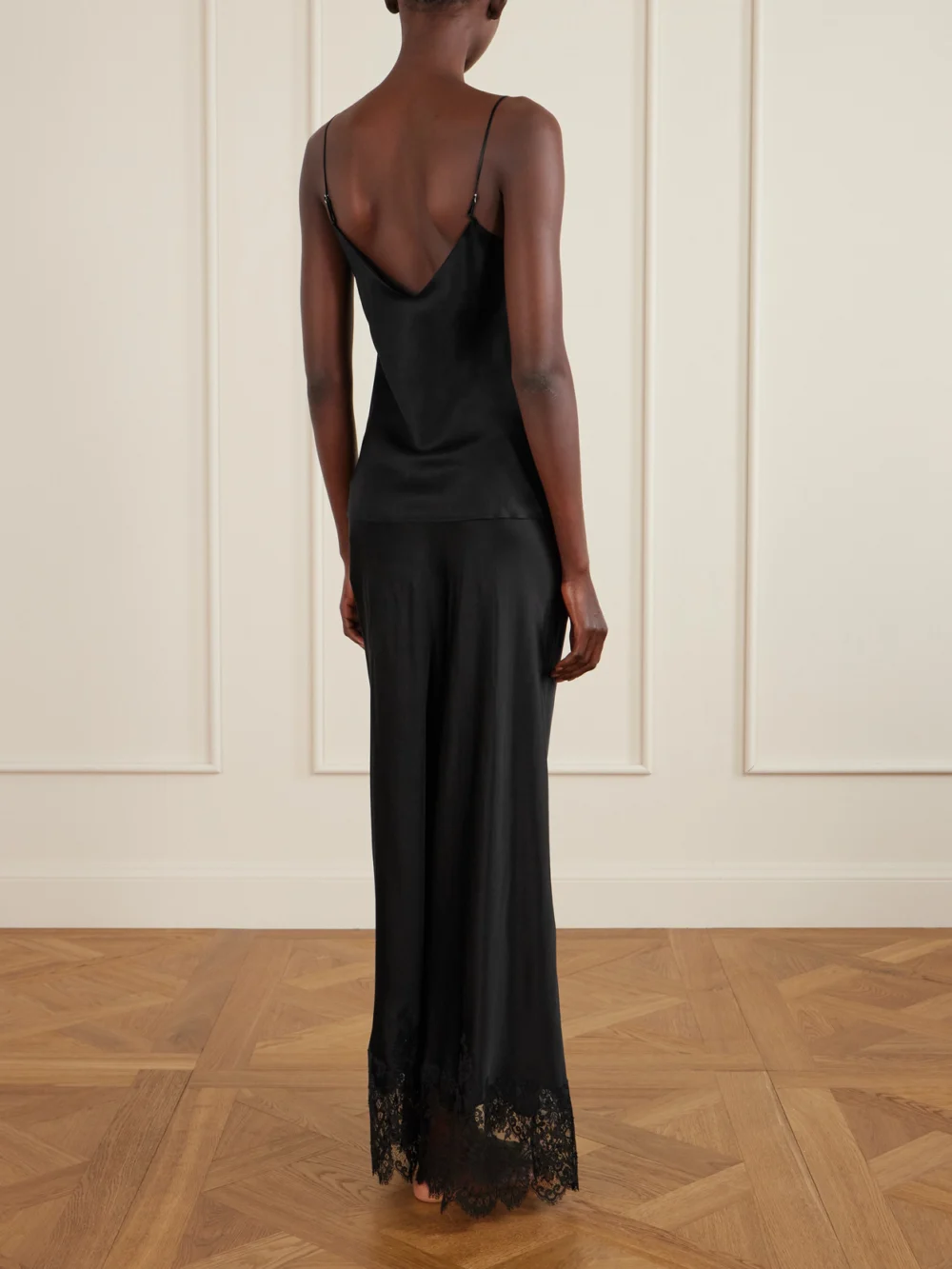 Back view of the Carine Gilson Lace-trimmed Silk-satin Camisole
