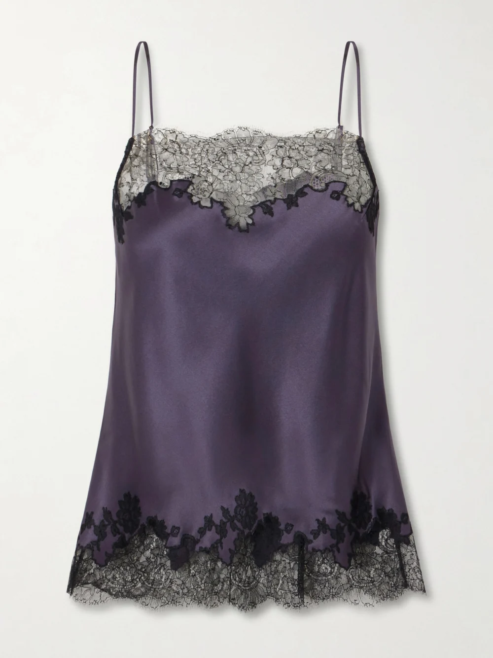 Carine Gilson Lace-trimmed Silk-satin Camisole in dark gray