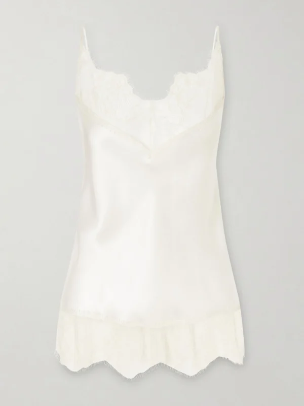 Carine Gilson Lace-trimmed Silk-satin Camisole