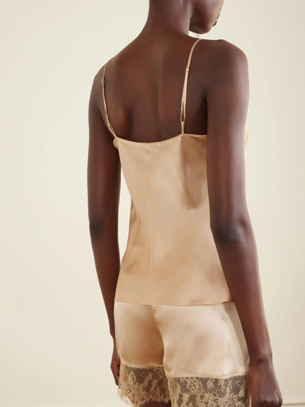 Back view of the Carine Gilson Lace-trimmed Silk-satin Camisole