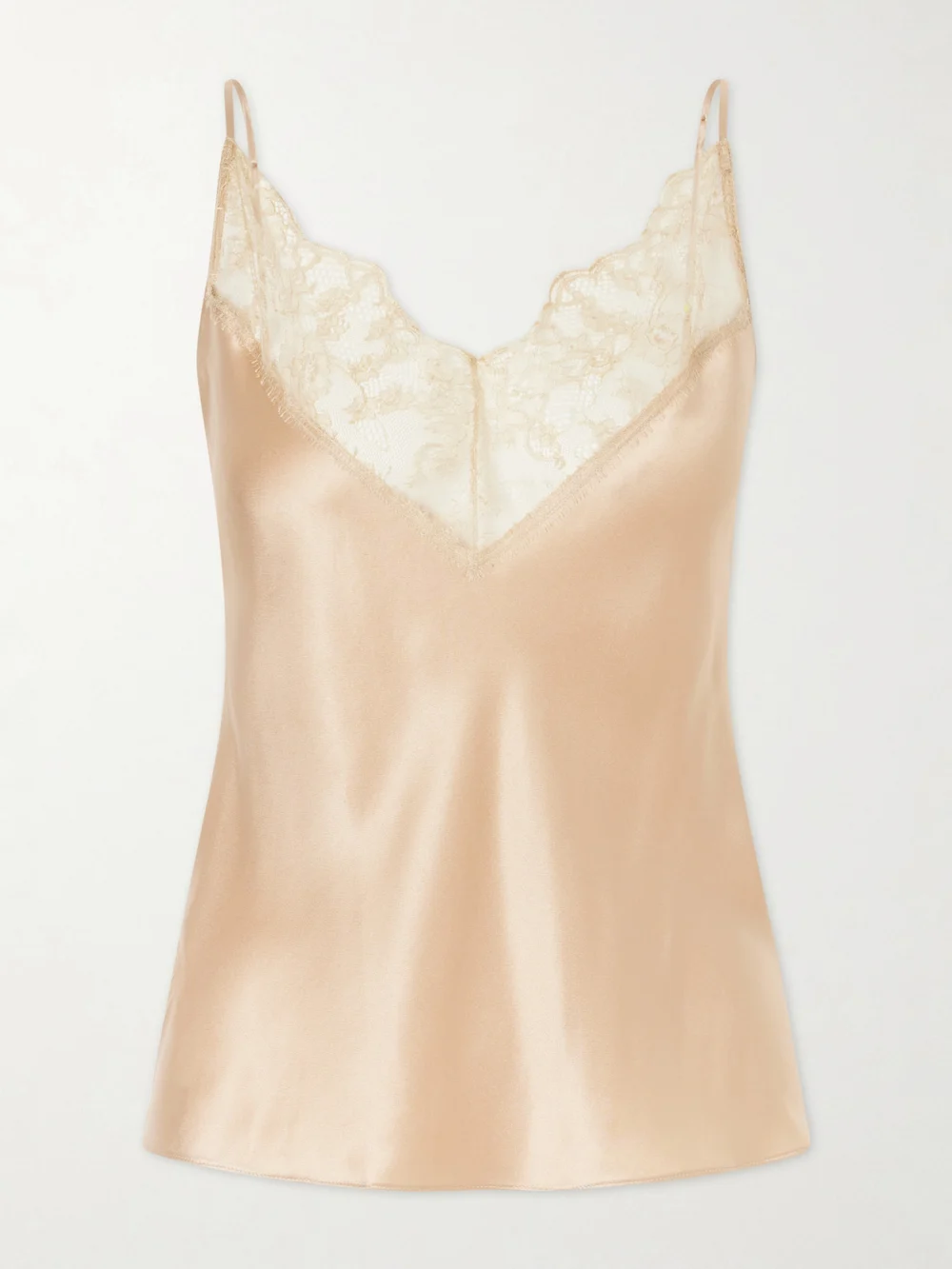 Carine Gilson Lace-trimmed Silk-satin Camisole in light brown