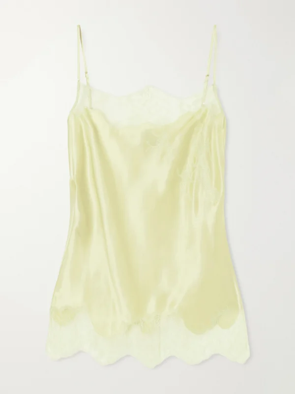 Carine Gilson Lace-trimmed Silk-satin Camisole