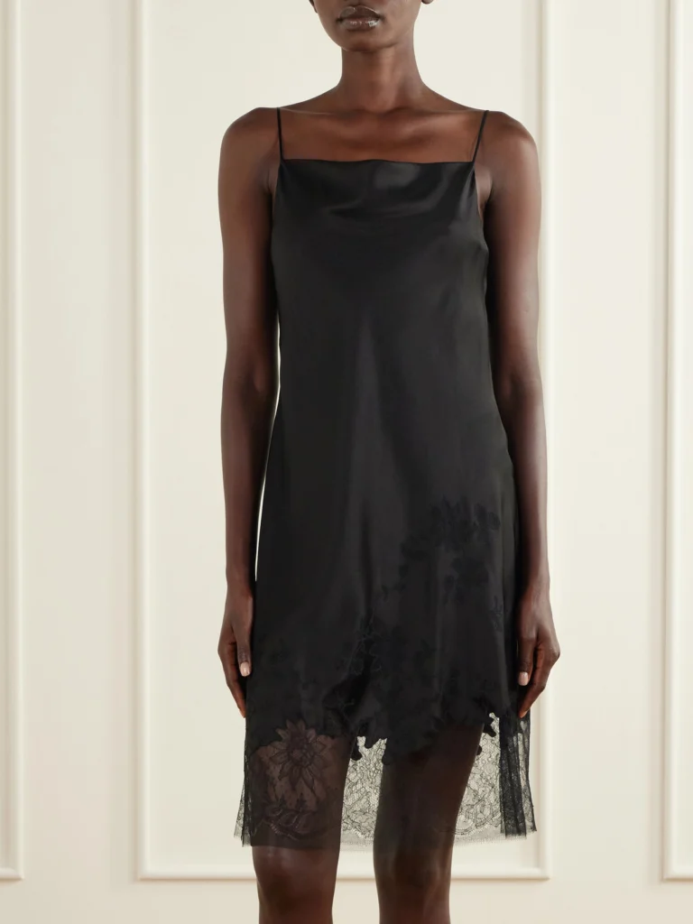 Carine Gilson Lace-trimmed Silk-satin Midi Dress