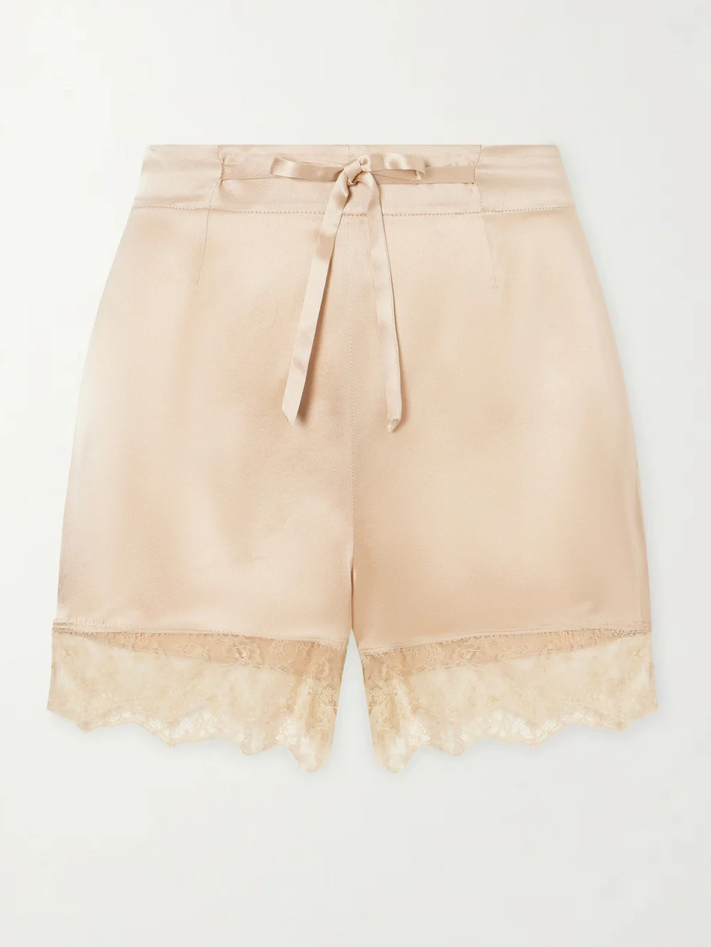 Carine Gilson Lace-trimmed Silk-satin Shorts in beige