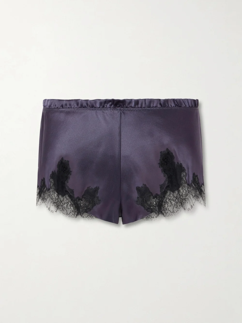 Carine Gilson Lace-trimmed Silk-satin Shorts in dark gray