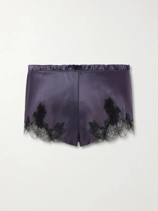 Carine Gilson Lace-trimmed Silk-satin Shorts