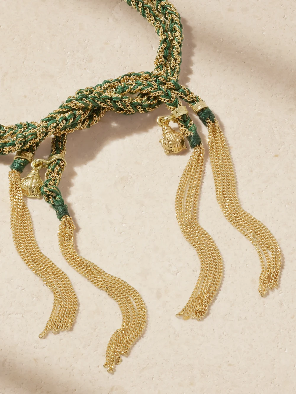 Back view of the Carolina Bucci 1885 Links Lucky Fortune + Ladybug 18-karat Gold and Silk Bracelet