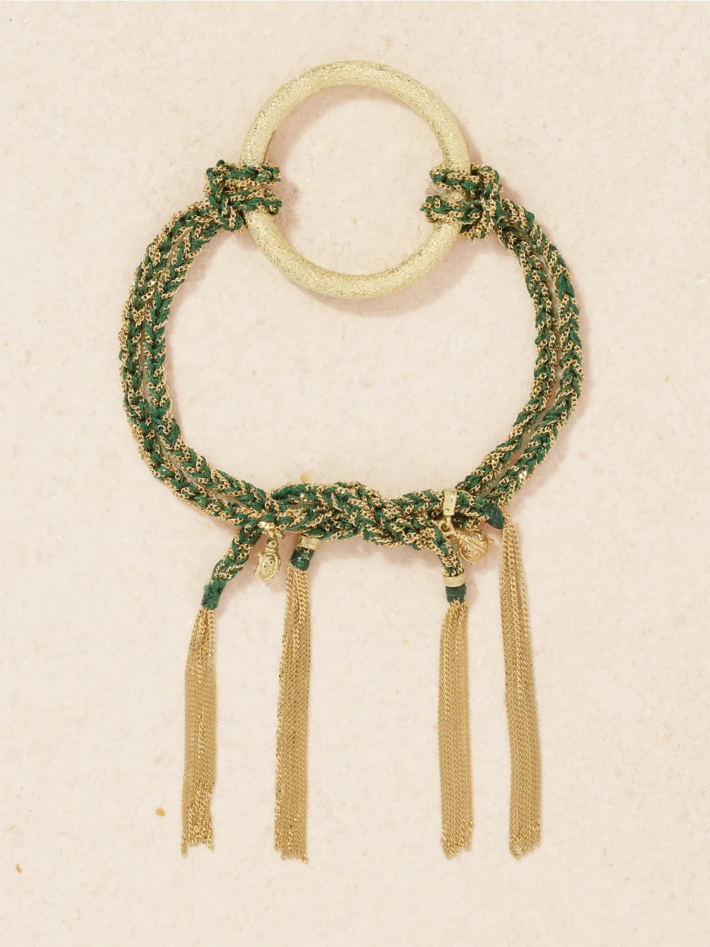 Carolina Bucci 1885 Links Lucky Fortune + Ladybug 18-karat Gold and Silk Bracelet