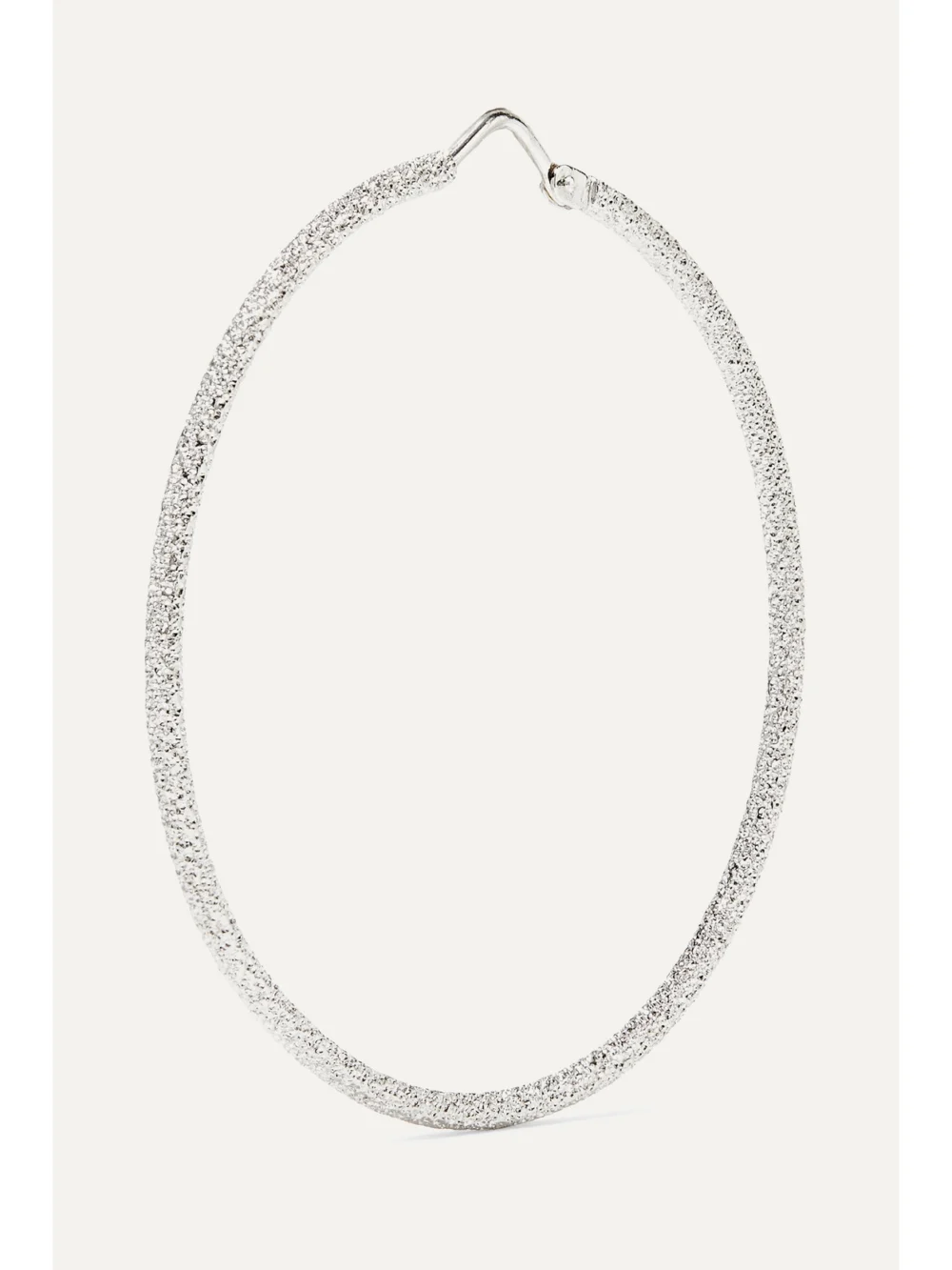 Back view of the Carolina Bucci Florentine 18-karat White Gold Hoop Earrings