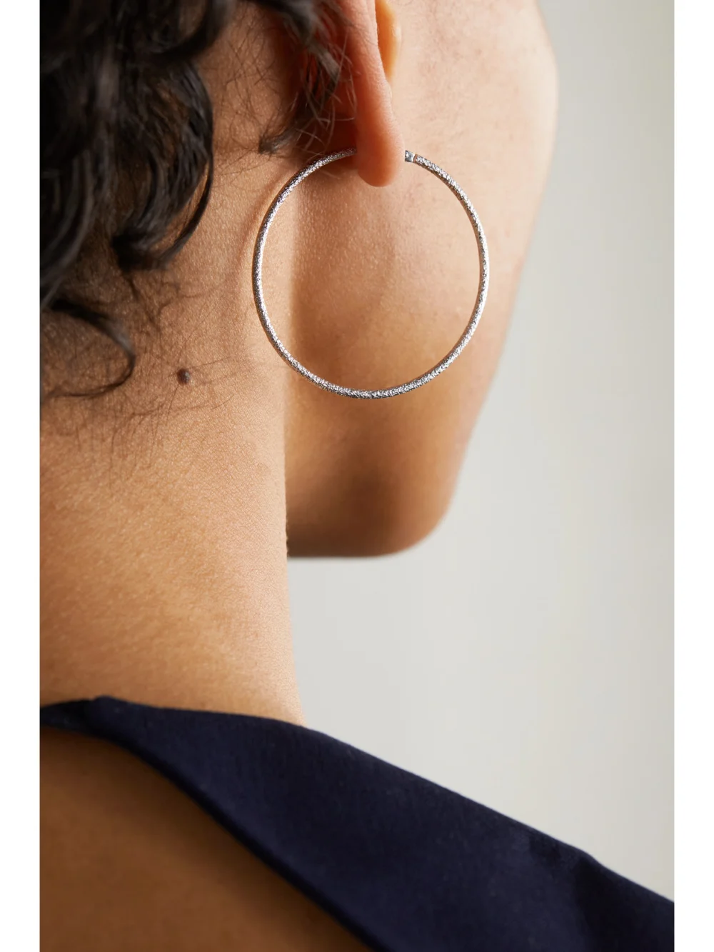 Carolina Bucci Florentine 18-karat White Gold Hoop Earrings, styled view