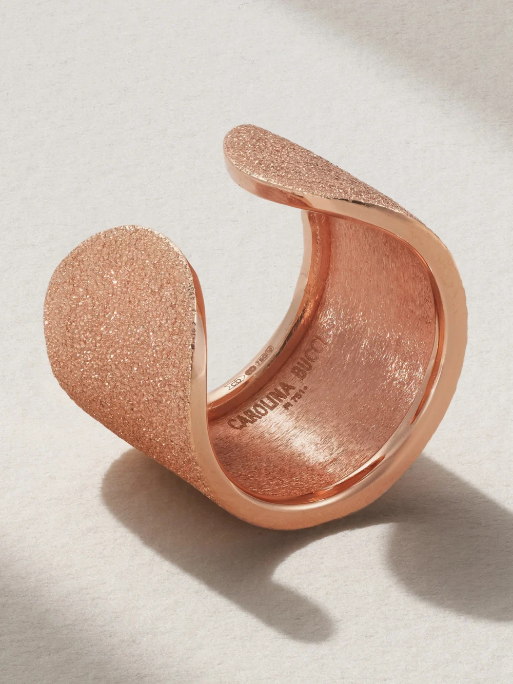 Back view of the Carolina Bucci Florentine Finish Cff 18-karat Rose Gold Ring