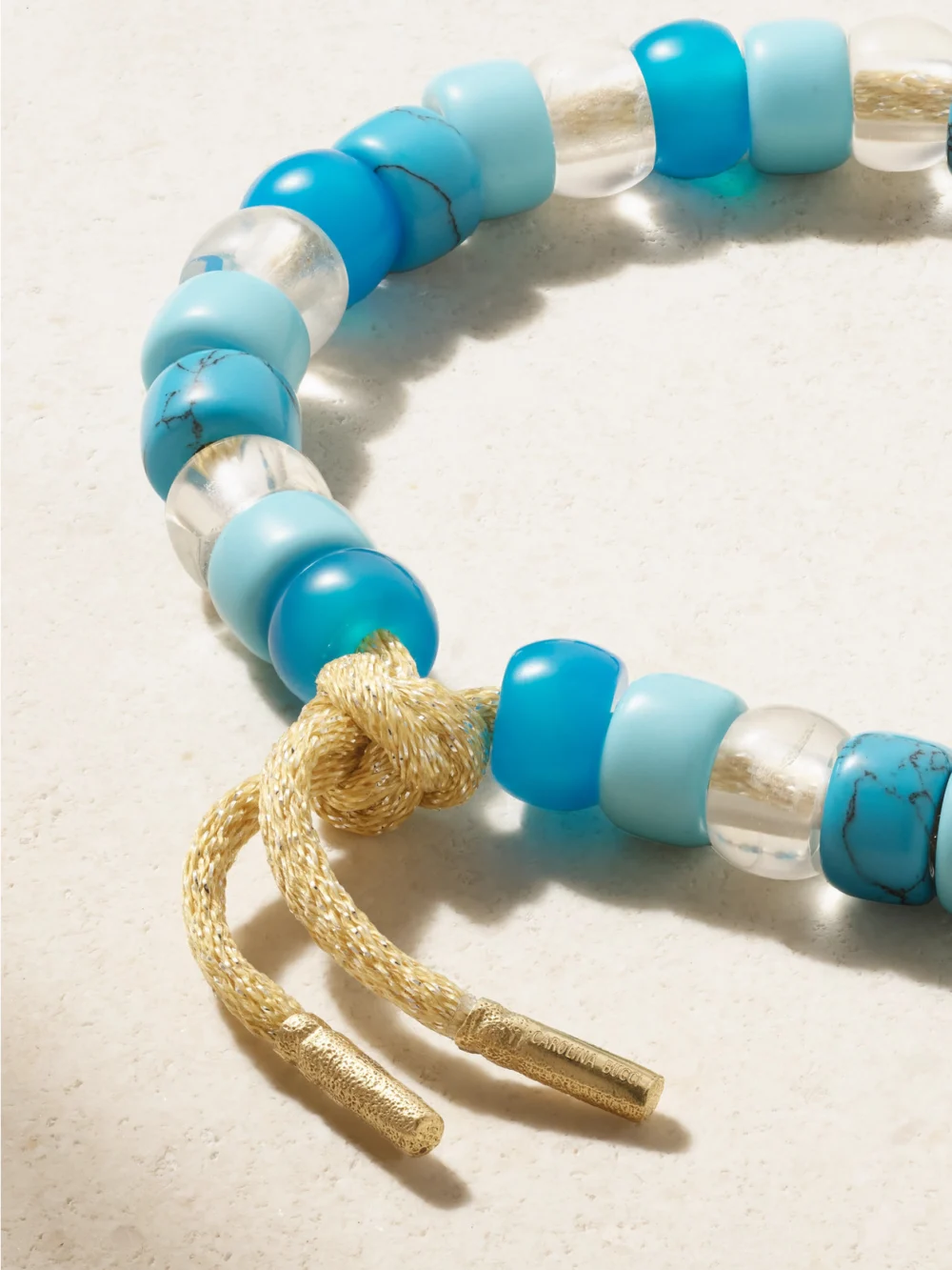 Back view of the Carolina Bucci Forte Beads + Abe 18-karat Gold and Lurex Beaded Bracelet