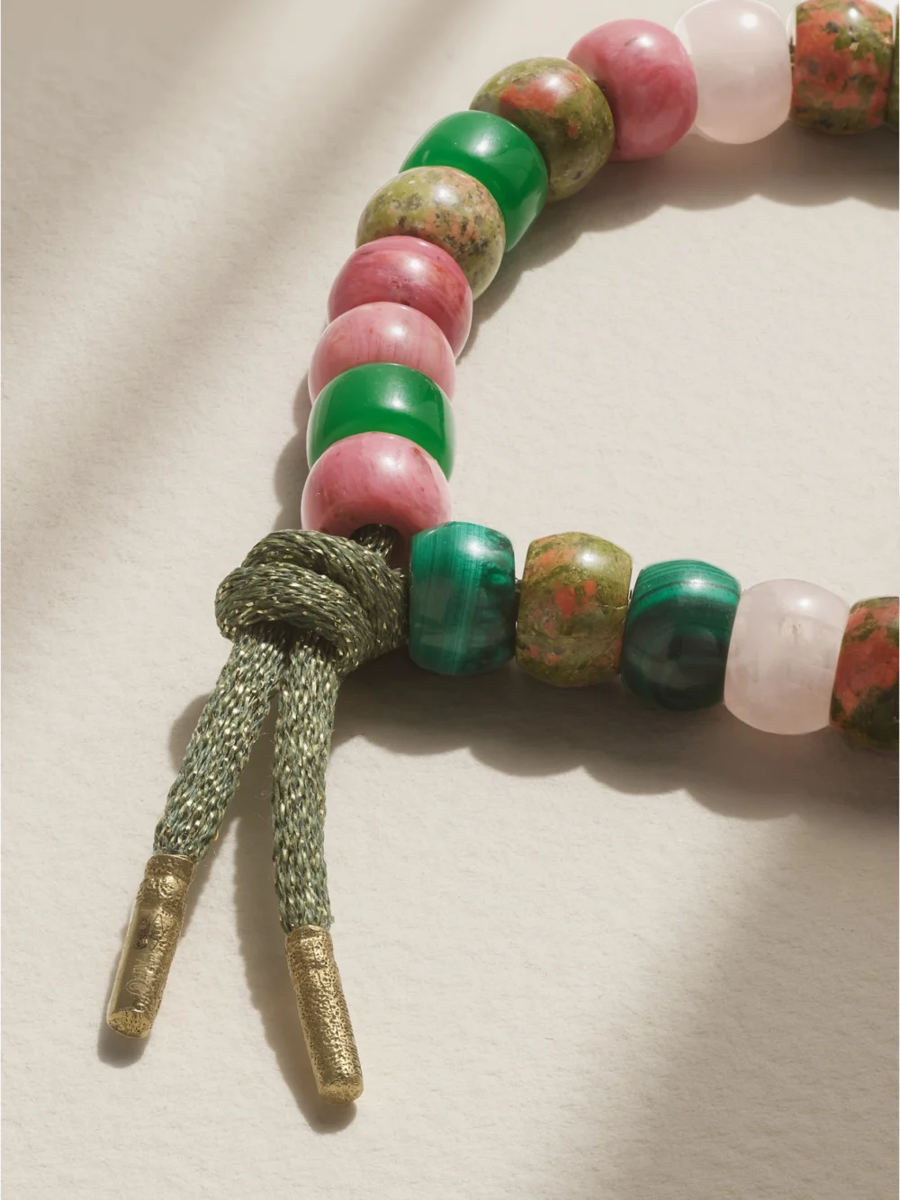 Back view of the Carolina Bucci Forte Beads Comporta 18-karat Gold and Lurex Multi-stone Bracelet