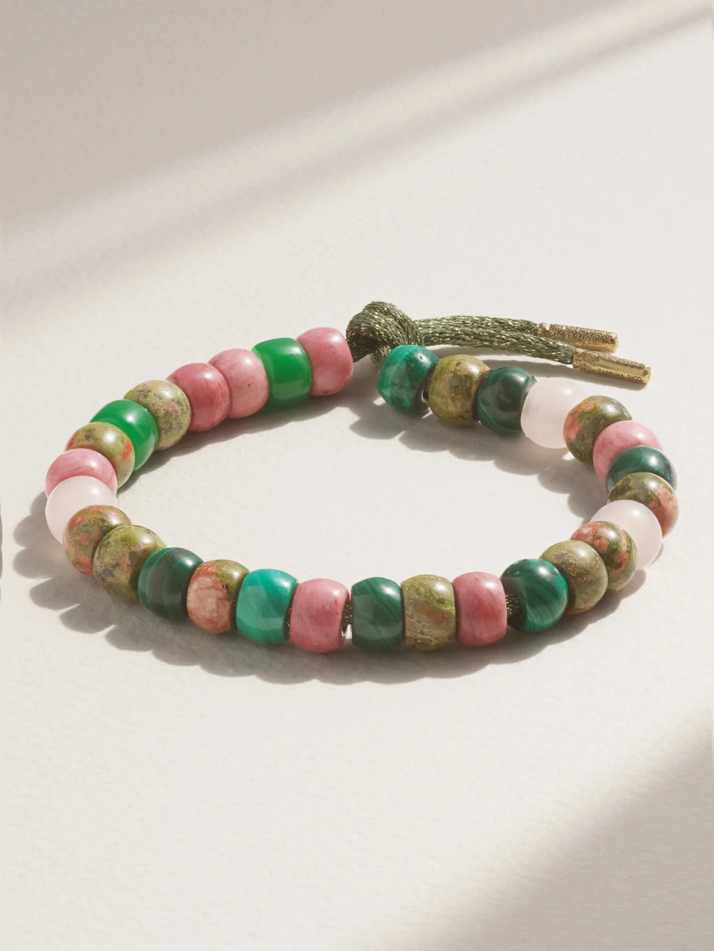 Carolina Bucci Forte Beads Comporta 18-karat Gold and Lurex Multi-stone Bracelet in green