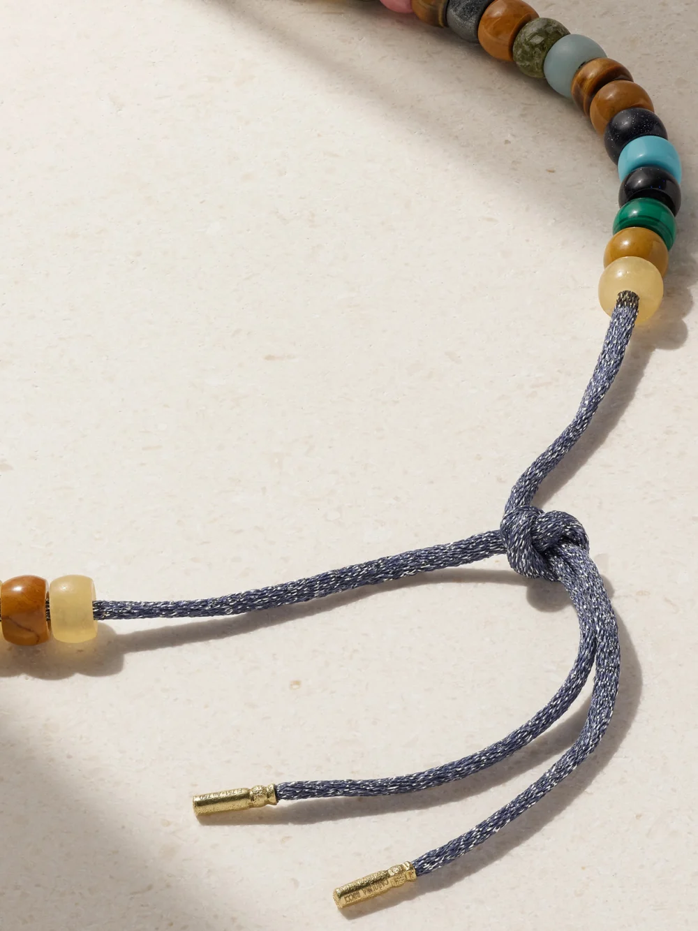Back view of the Carolina Bucci Forte Beads Moonbow 18-karat Gold and Lurex Multi-stone Necklace Kit