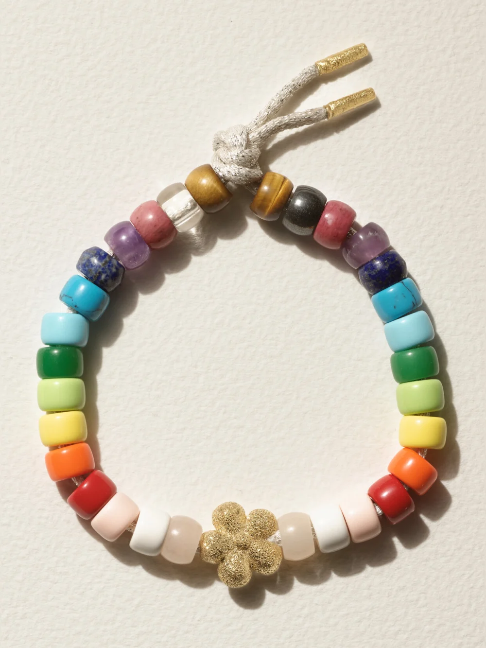 Carolina Bucci Forte Beads Rainbow Flower 18-karat Gold, Lurex and Multi-stone Bracelet Kit