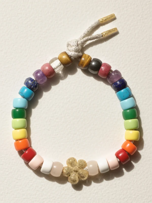 Carolina Bucci Forte Beads Rainbow Flower 18-karat Gold, Lurex and Multi-stone Bracelet Kit
