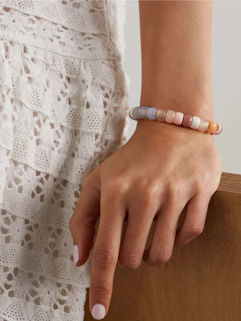 Carolina Bucci + Loveshackfancy Forte Beads 18-karat Gold and Lurex Multi-stone Bracelet, styled view