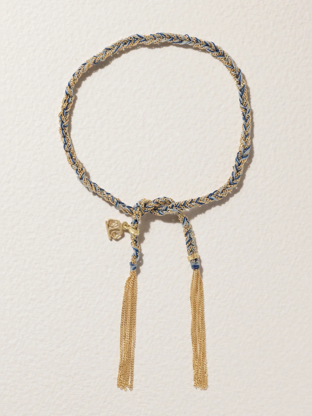 Carolina Bucci Lucky Balance + Scales 18-karat Gold and Silk Bracelet