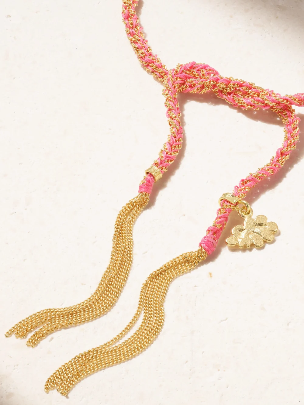 Back view of the Carolina Bucci Lucky Dream + Cloud 18-karat Gold and Silk Bracelet