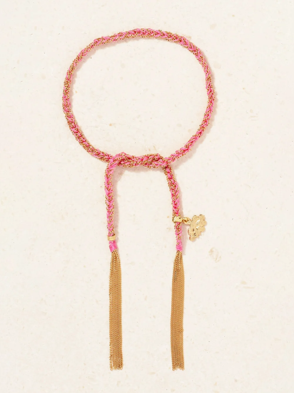 Carolina Bucci Lucky Dream + Cloud 18-karat Gold and Silk Bracelet