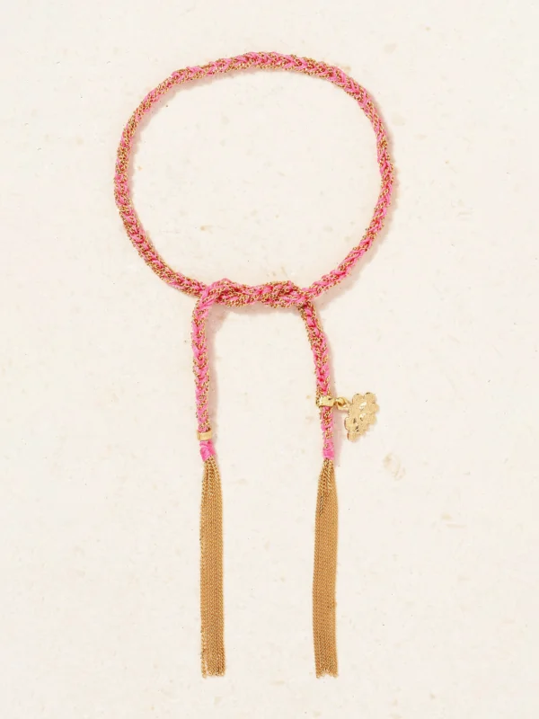 Carolina Bucci Lucky Dream + Cloud 18-karat Gold and Silk Bracelet