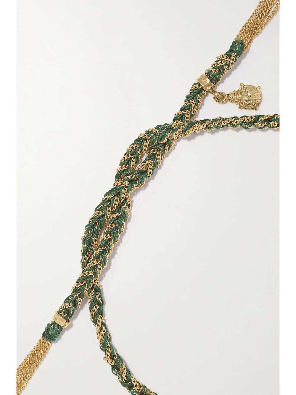 Back view of the Carolina Bucci Lucky Fortune + Ladybug 18-karat Gold and Silk Bracelet