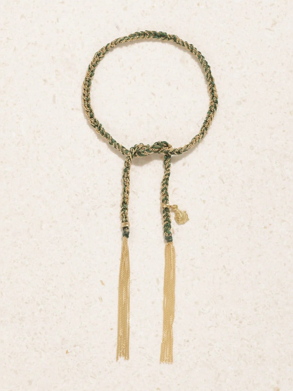 Carolina Bucci Lucky Fortune + Ladybug 18-karat Gold and Silk Bracelet