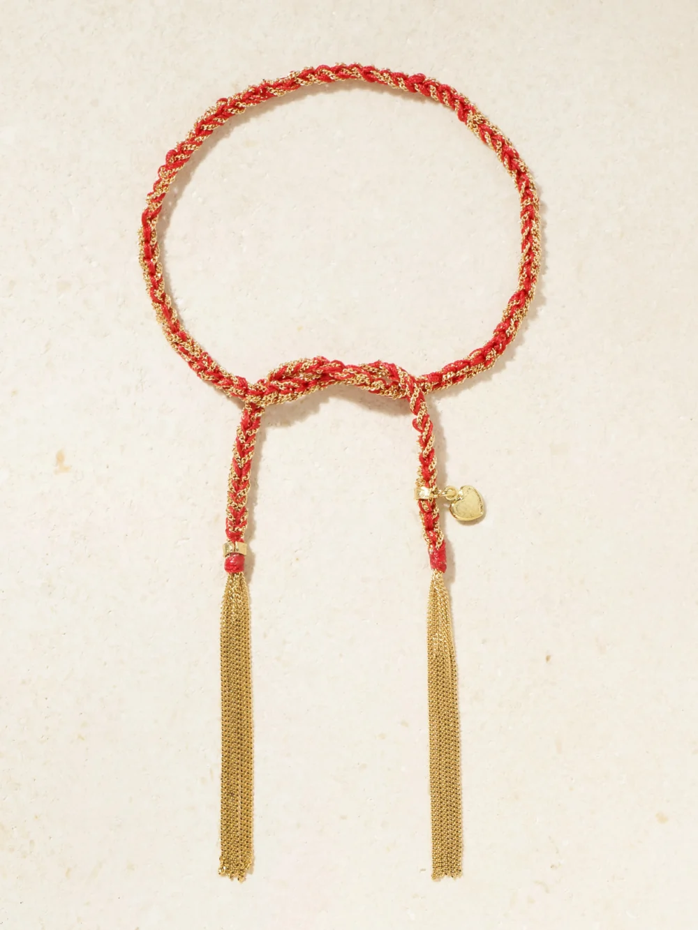 Carolina Bucci Lucky Love + Heart 18-karat Gold Silk Bracelet
