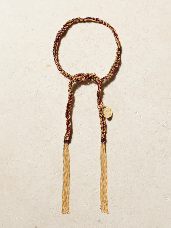 Carolina Bucci Lucky Passion + Swirl 18-karat Gold and Silk Bracelet