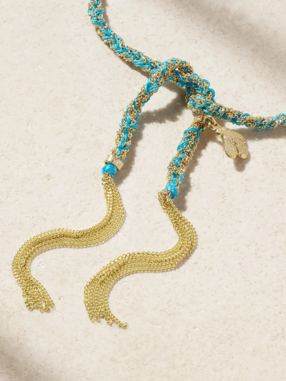 Back view of the Carolina Bucci Lucky Sprezzatura + Bee 18-karat Gold and Silk Bracelet