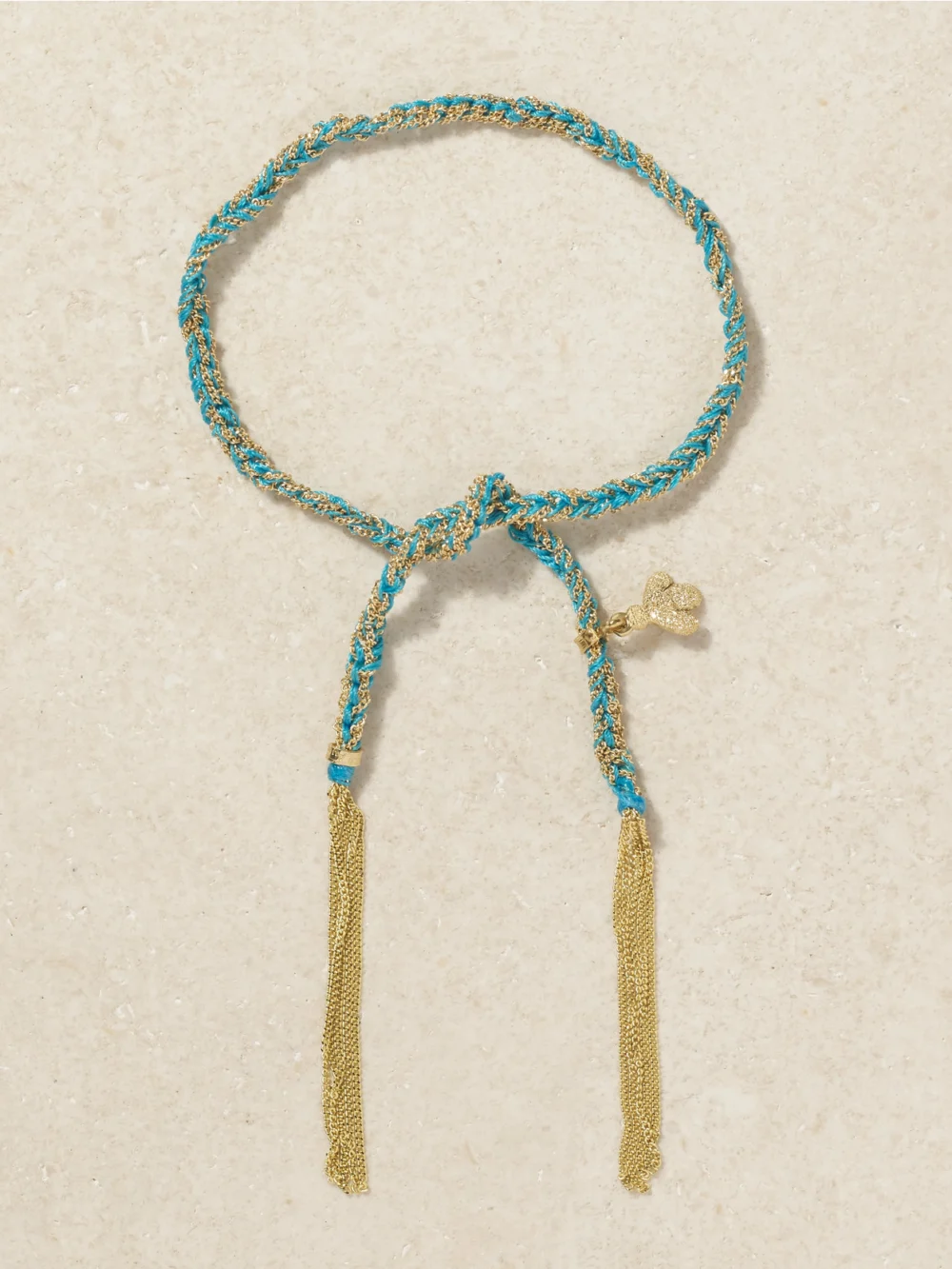 Carolina Bucci Lucky Sprezzatura + Bee 18-karat Gold and Silk Bracelet