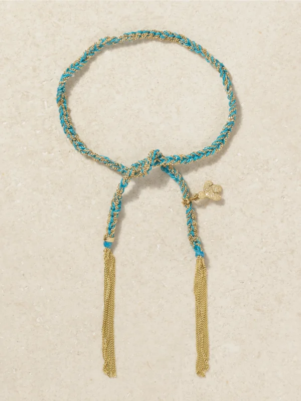 Carolina Bucci Lucky Sprezzatura + Bee 18-karat Gold and Silk Bracelet