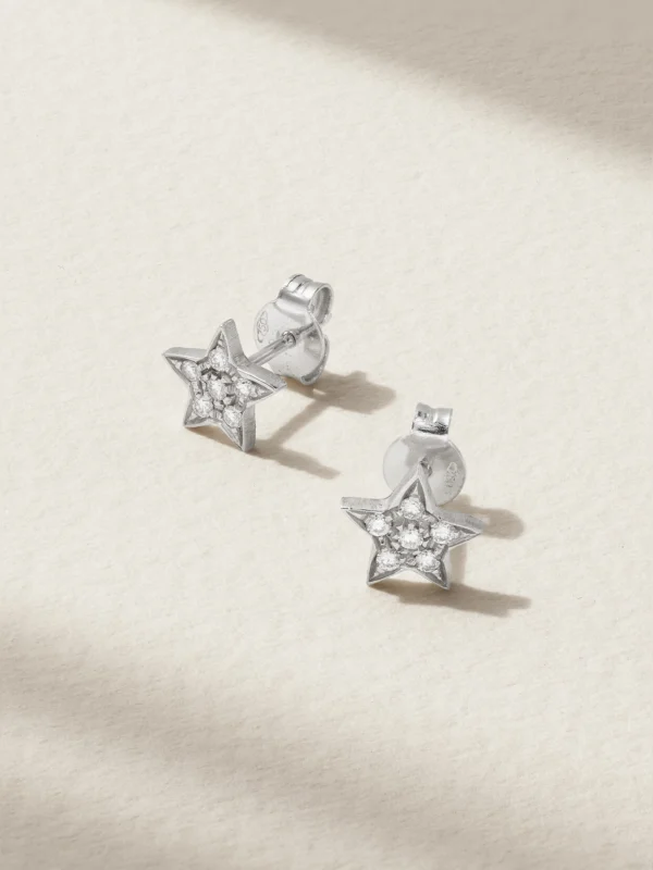 Carolina Bucci Pavé Superstellar 18-karat White Gold Diamond Earrings