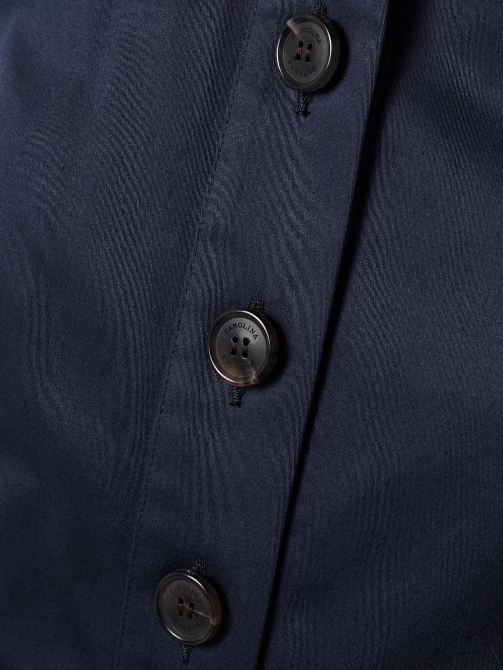 Close-up detail of the Carolina Herrera Belted Cotton-blend Sateen Halterneck Midi Shirt Dress